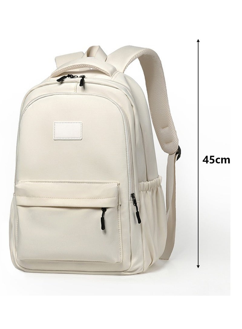 Cute Large Capacity Laptop Backpack Student Backpack School Travel Outdoor Back to School Backpack (Natural White) - Image 2