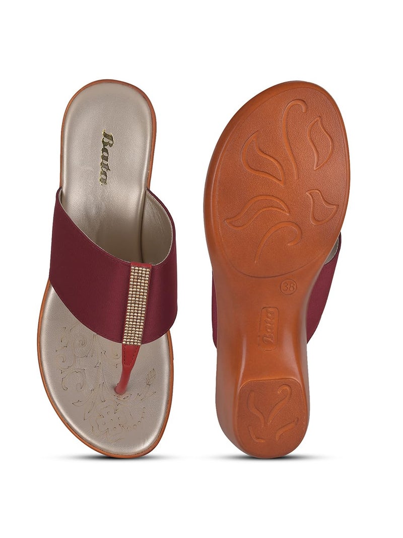 Bata Women's Shimmer Red Slipper-6 Kids UK (7715756) - Image 4