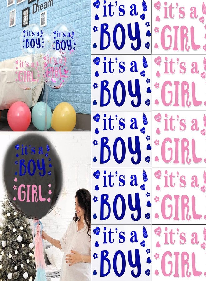 Mimeile Gender Reveal Balloon Stickers Bobo Balloon Decals 10 Pcs It's a Boy Or It's a Girl DIY Letter Window Glass Wall Party Decoration Baby Shower - Image 1