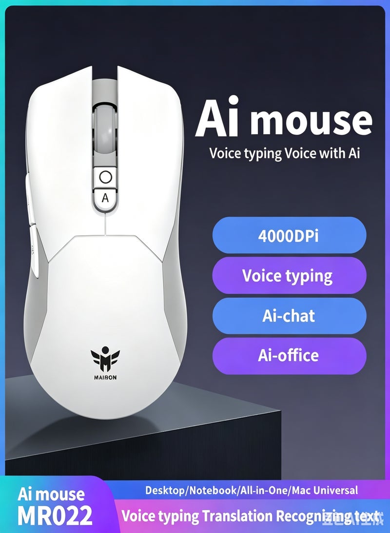 Luttec AI Wireless Gaming Mouse, 4000 Adjustable DPI, Multilingual Voice Typing & Translation, AI Chat Assistant, All-in-One AI Office Function, Universal for Desktop Laptop Mac All-in-One PC - Image 1
