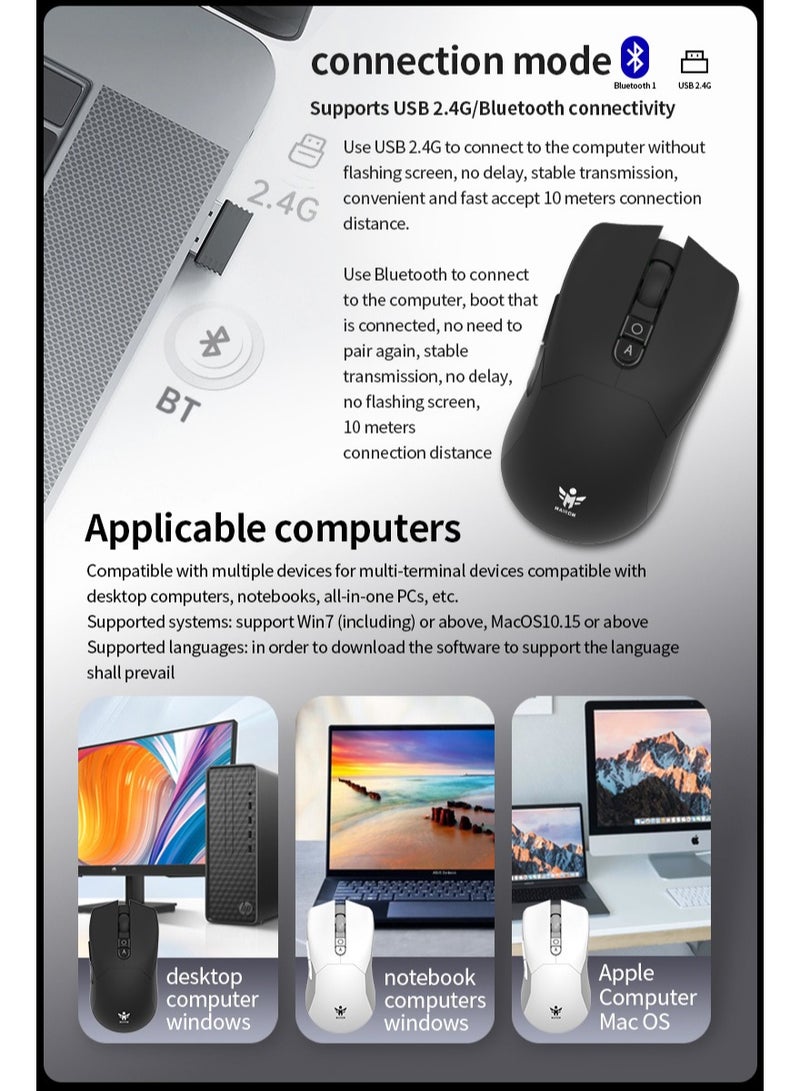 Luttec AI Wireless Gaming Mouse, 4000 Adjustable DPI, Multilingual Voice Typing & Translation, AI Chat Assistant, All-in-One AI Office Function, Universal for Desktop Laptop Mac All-in-One PC - Image 5