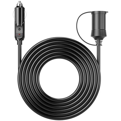 Energeaster 12FT 12V Cigarette Lighter Extension Cord 16AWG Male to Female Socket 72W6A Extension Cable with LED Light for Air Compressors Mini Fridges Car Vacuums and Other 12V Devices - Image 1