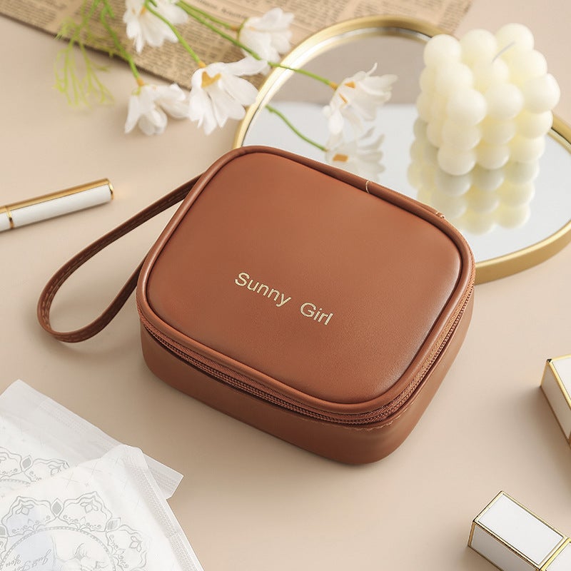 Beilian sanitary napkin storage bag high-value small size portable lipstick storage bag travel aunt towel storage bag wholesale Brown