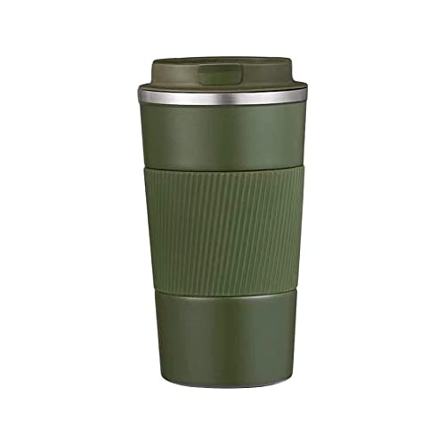 Wosta Insulated Travel Coffee Mug 2.0 | Double Wall Vacuum Stainless Steel Fat-Bottomed Coffee Cup Tumbler With Spill Proof Flip Lid For Hot And Ice Beverages (Green Color, 510 Ml), 510 Milliliter - Image 1