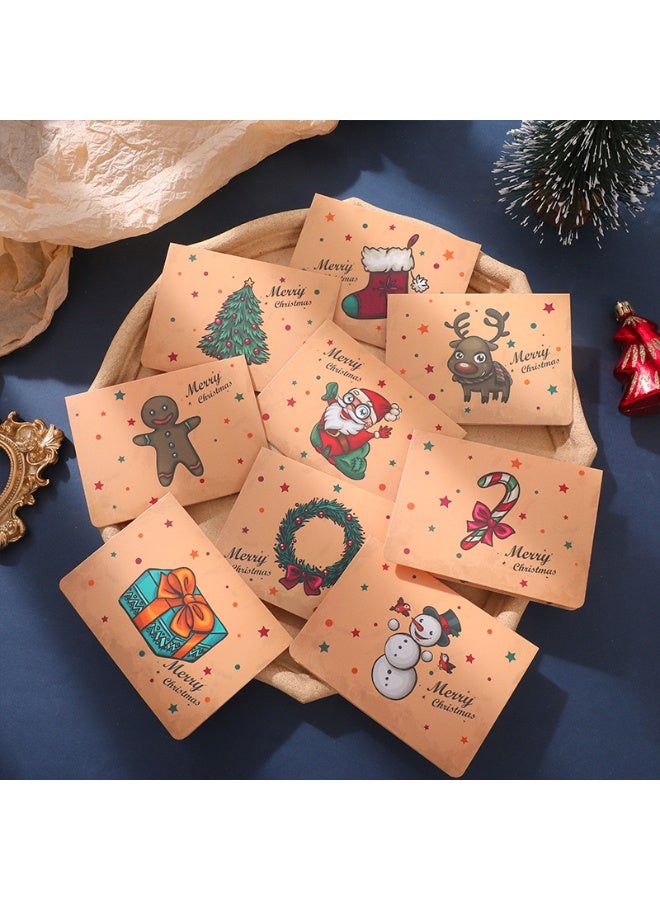 مجموعة بطاقات تهنئة عيد الميلاد الكرتونية من 9 قطع مع مظاريف - مجموعة بطاقات عطلة لطيفة - Image 1