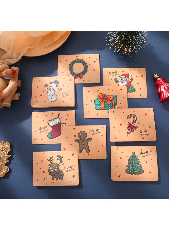مجموعة بطاقات تهنئة عيد الميلاد الكرتونية من 9 قطع مع مظاريف - مجموعة بطاقات عطلة لطيفة - Image 2