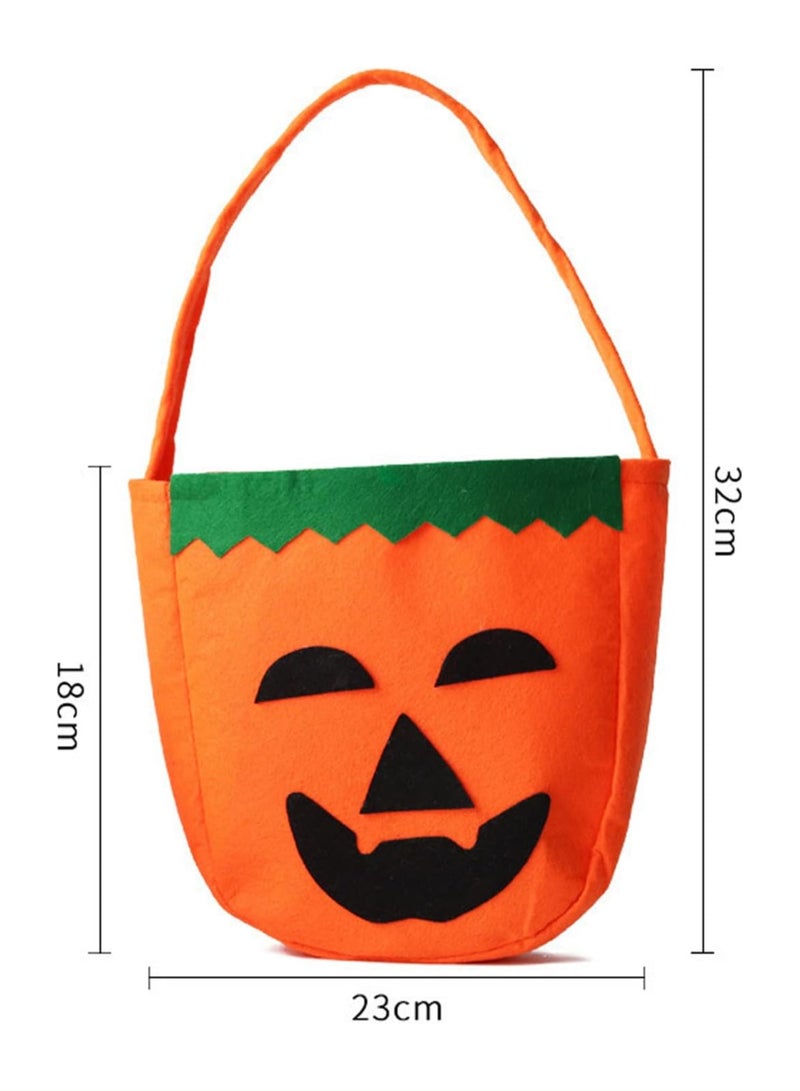 2 Pack Pumpkin Candy Bags Non-Woven Gift Bags  Candy Buckets Candy Bags Candy Totes for Kids Halloween (A) - Image 2