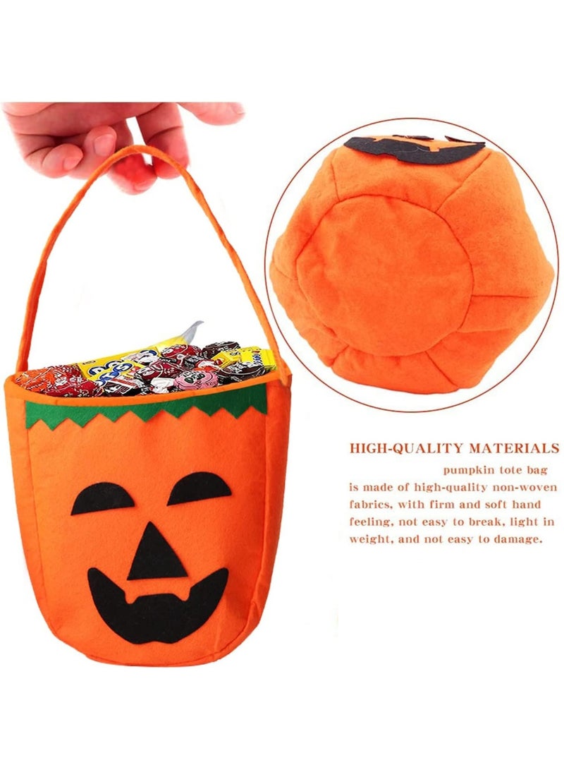 2 Pack Pumpkin Candy Bags Non-Woven Gift Bags  Candy Buckets Candy Bags Candy Totes for Kids Halloween (A) - Image 3