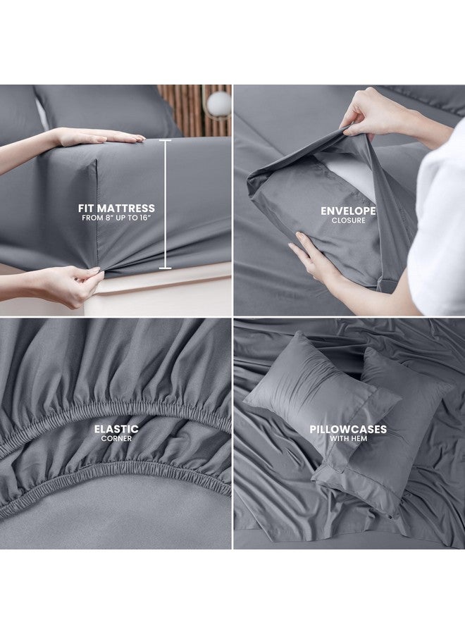 Utopia Bedding Bed Sheet Set - 4 Piece Cal King Bedding - Soft Brushed Microfiber Fabric - Wrinkle, Shrinkage & Fade Resistant - Easy Care (Cal King, Grey) - Image 3