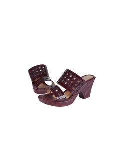 Michelle Morgan 092-2418 Michelle Morgan Ladies Block Heel Sandals  19017-L8 Bordo  - Image 2