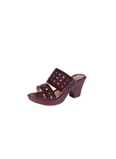 Michelle Morgan 092-2418 Michelle Morgan Ladies Block Heel Sandals  19017-L8 Bordo  - Image 3