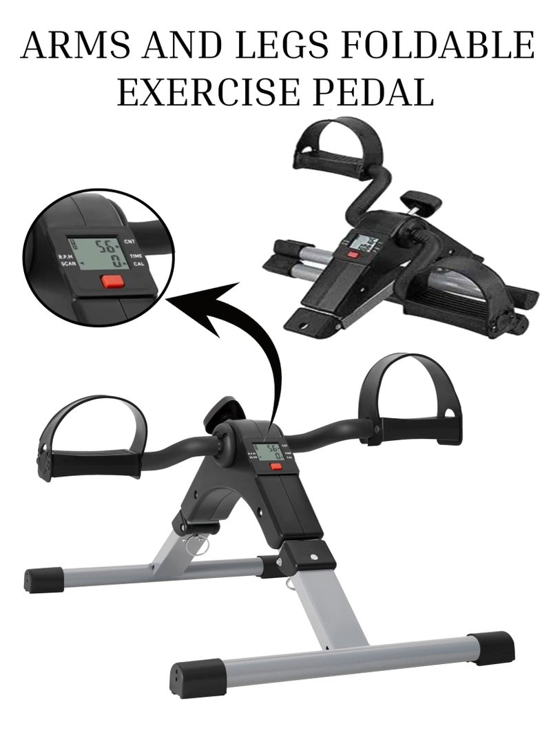 Toshionics Arm and leg multipurpose Pedal exerciser with variable resistance nonslip feet holder and adjustable home fitness equipment with dual function and digital display  - Image 1