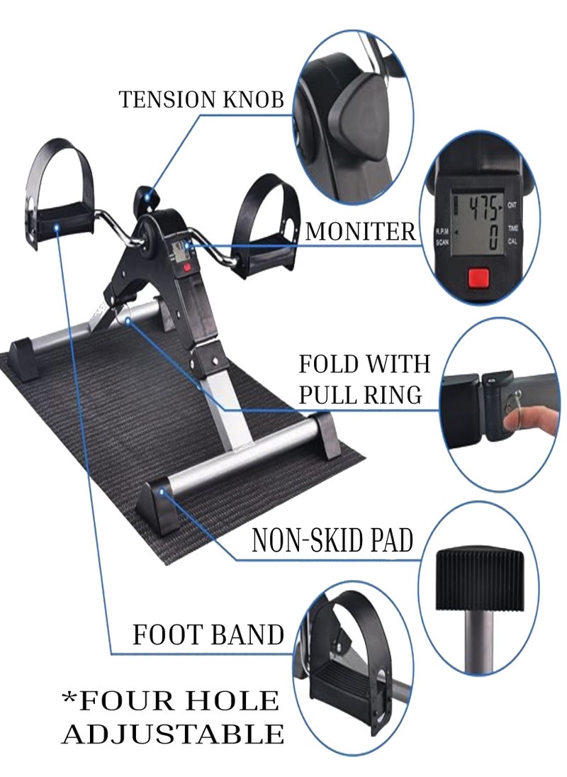 Toshionics Arm and leg multipurpose Pedal exerciser with variable resistance nonslip feet holder and adjustable home fitness equipment with dual function and digital display  - Image 3