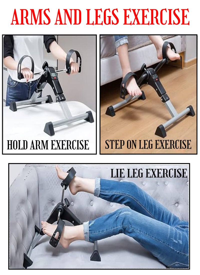 Arm and leg multipurpose Pedal exerciser with variable resistance nonslip feet holder and adjustable home fitness equipment with dual function and digital display