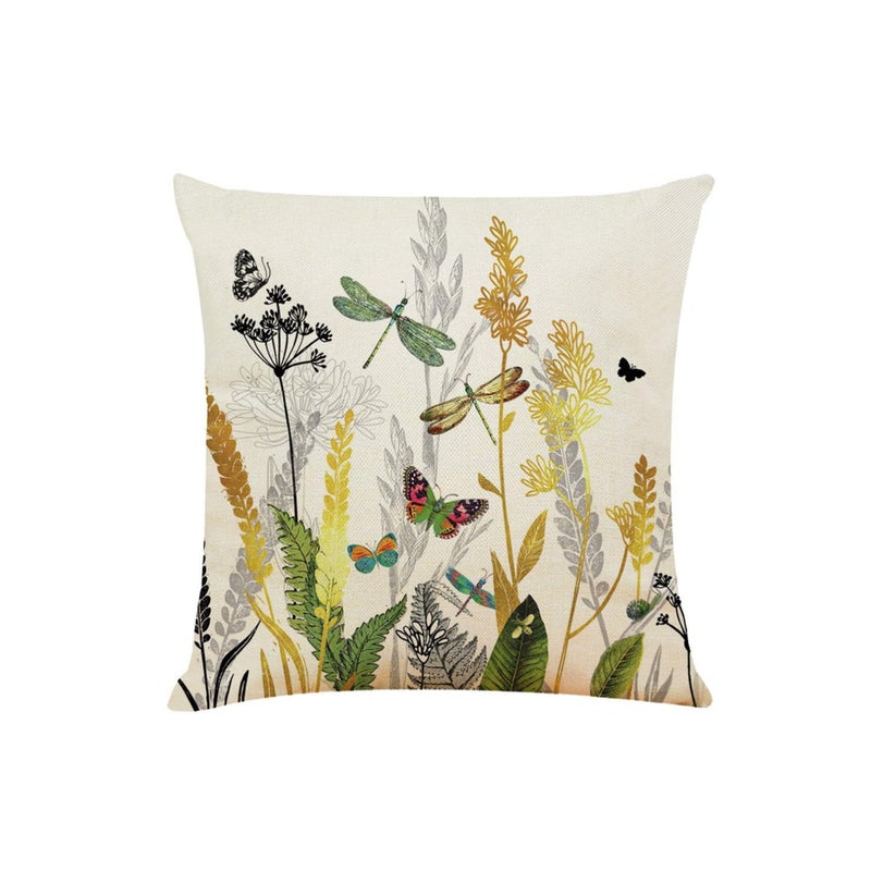 SOLARAE Decorative Throw Pillow Covers 18x18 inches Set of 4 Birds Butterfly and Plant Cushion Covers 45cm x 45cm Boho Linen Square Throw Pillow Cases for Living Room Sofa Couch Bed Pillowcases (Gold Black) - Image 3