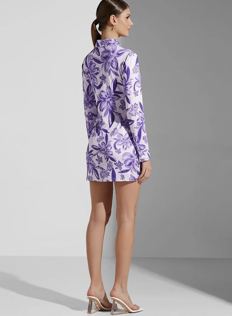 Finders Keepers Printed Button Down Dress