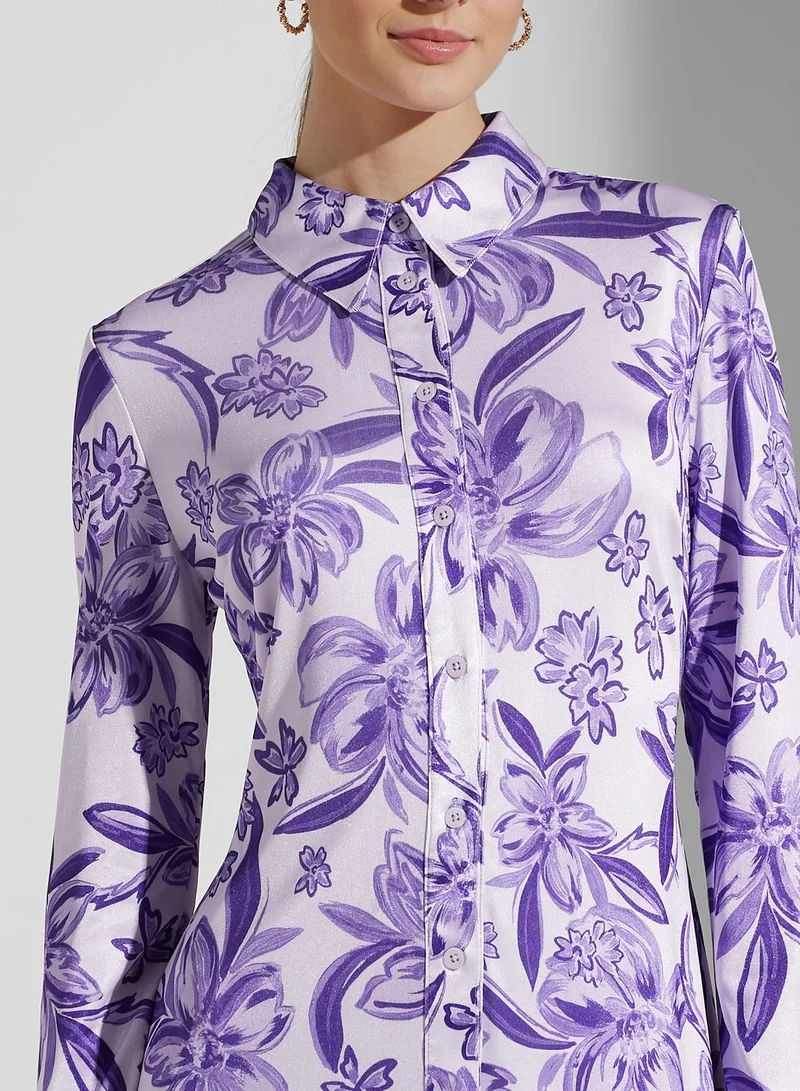 Finders Keepers Printed Button Down Dress