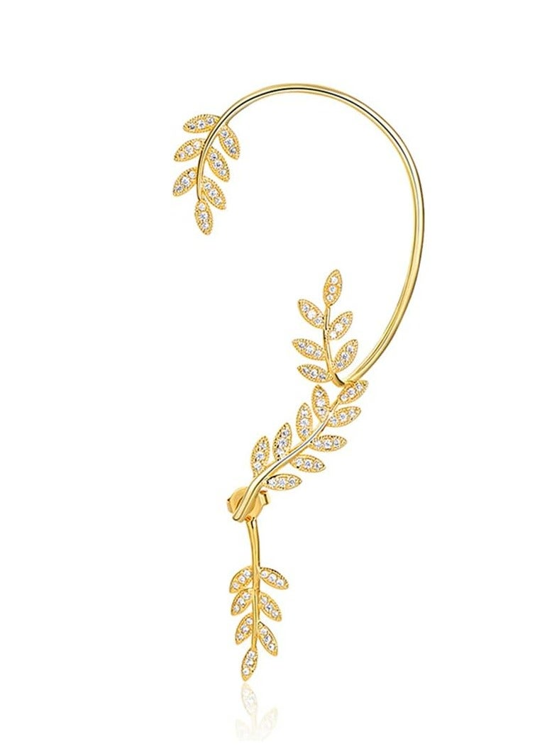 Oasisgalore Gold CZ Ear Cuff Earrings for Women, No Piercing, Adjustable Cartilage Wrap Clips - Image 1