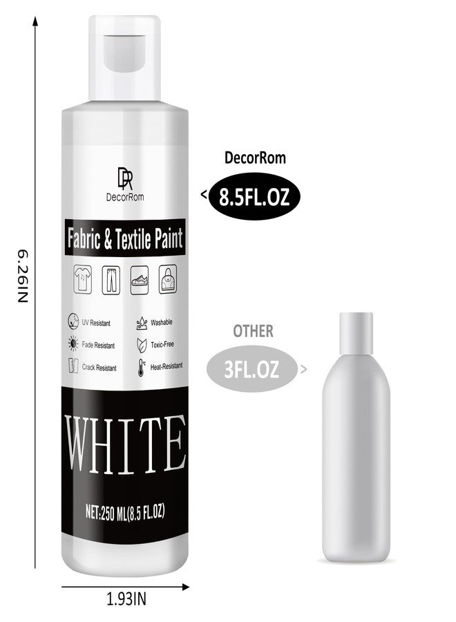DecorRom White Fabric Paint - 8.5 oz (250 ml) Permanent, Non-Toxic Textile Paint for Clothes, DIY Fabric Painting, T-shirts, Shoes, Leather, Jeans, Bags, Canvas - Image 2