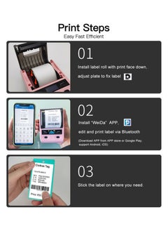 NIBEMINENT 58mm Portable BT Connection Thermal Label Printer Pink  - Image 4