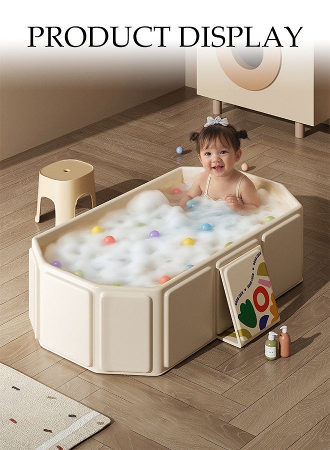 DUNISO Foldable Baby Bathtub,Portable Kids Shower Bath Basin with Support on Both Sides，Non-Slip Toddler Bath Tub with 5 Ocean Balls and 2 Duck Toys，Easy Storage，Heat-Resistant & Durable，for 0-8 Years Kids - Image 3