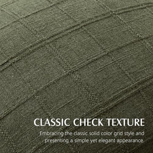 Foindtower Set of 2 Decorative Linen Check Throw Pillow Covers Neutral Farmhouse Vintage Cushion Covers Modern Boho Home Decor for Sofa Chair Couch Bedroom Living Room1818 InchOlive Green - Image 3