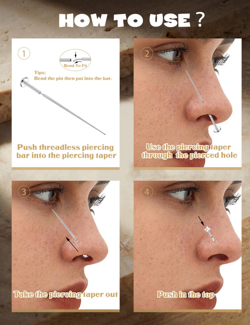 YADOCA Threadless Flat Back Earrings Gold Nose Rings Studs for Women Men Hypoallergenic Surgical Steel Cartilage Tragus Medusa Conch Helix Piercing Jewelry 20G 18G 16G Flatback Stud Earrings - Image 5