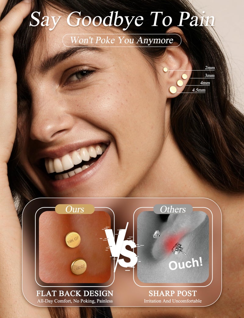 YADOCA Threadless Flat Back Earrings Gold Nose Rings Studs for Women Men Hypoallergenic Surgical Steel Cartilage Tragus Medusa Conch Helix Piercing Jewelry 20G 18G 16G Flatback Stud Earrings - Image 4
