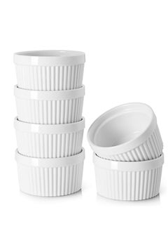 Mash MASH Ceramic Ramekins 8oz Set of 6 Pieces, Bakeware Caking Mudding 