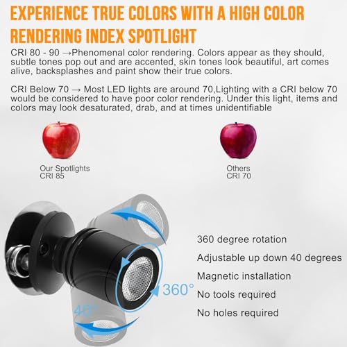 Taysing LED Spot Light Indoor Little Mini Spotlight Accent Lights for Display, Paintings, Pictures, Plants, Jewelry, Shelves, Cabinets, Posters, Showcase(Cold White-2 Pack Push Switch) - Image 5