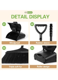 NextWave Broom and Dustpan Set Large Size and Stiff Broom Dust pan with Long Handle Upright Stand Up Dustpan And Brush Floor Cleaning Dustpan Set For Home Kitchen Office Courtyard Lobby Indoor & Outdoor  - Image 5