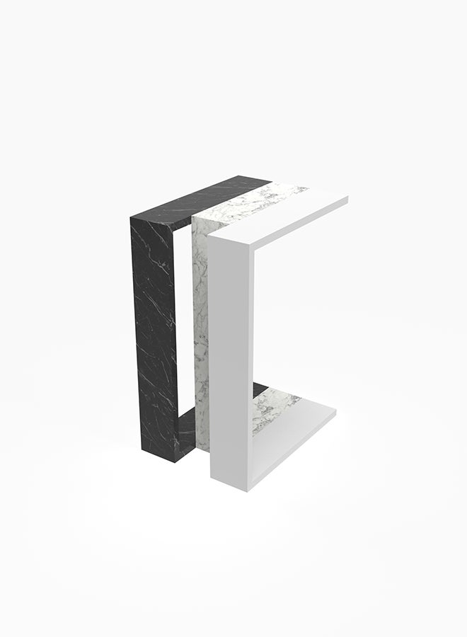 Mourah Home Muju C Side Table | Multifunctional Living Room Space Saving Side Table | 57X40X30Cm | Coffee Table | Side End Table | Modern Design Furniture For Home (Black Marblewhite Marblewhite) - Image 5