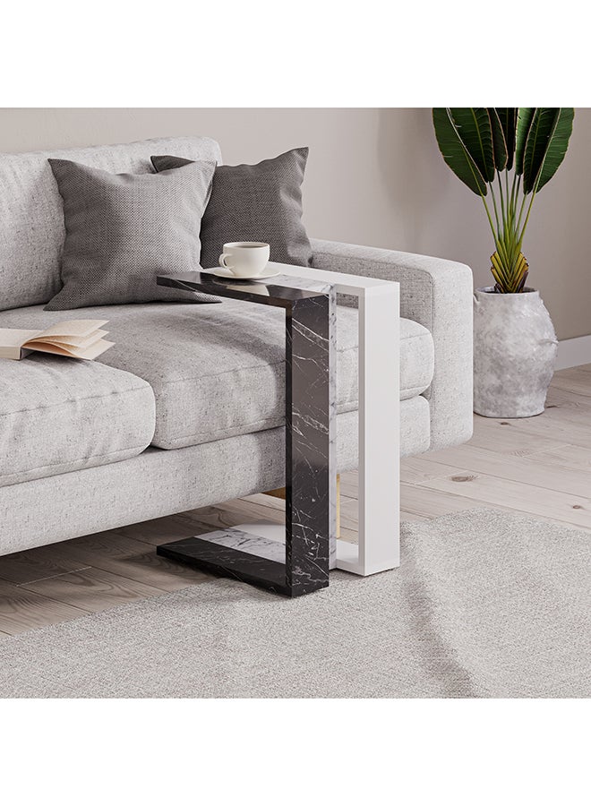 Mourah Home Muju C Side Table | Multifunctional Living Room Space Saving Side Table | 57X40X30Cm | Coffee Table | Side End Table | Modern Design Furniture For Home (Black Marblewhite Marblewhite) - Image 1