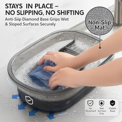 VEMJO Portable Washboard Basin & All-in-One Laundry Basin Set - Heavy-Duty Wash Board for Hand Washing Clothes | Built-in Scrub Surface, washboard hand washing clothes for Camping, RV, Emergency Use - Image 5