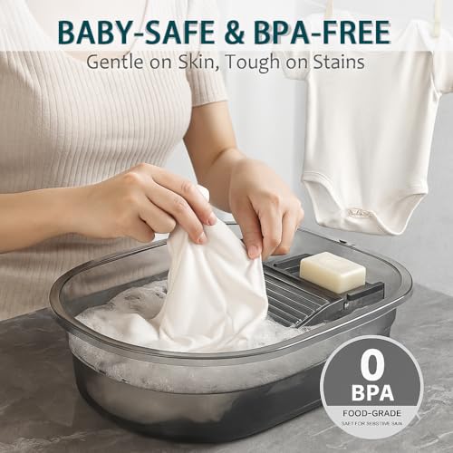 VEMJO Portable Washboard Basin & All-in-One Laundry Basin Set - Heavy-Duty Wash Board for Hand Washing Clothes | Built-in Scrub Surface, washboard hand washing clothes for Camping, RV, Emergency Use - Image 3