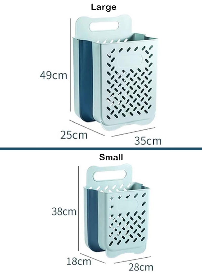 GT-Wheel Collapsible Hanging Laundry Basket with Carry Handle Space Saving Durable Waterproof Tall Folding Plastic Laundry Hamper Clothes Organizer  - Image 2