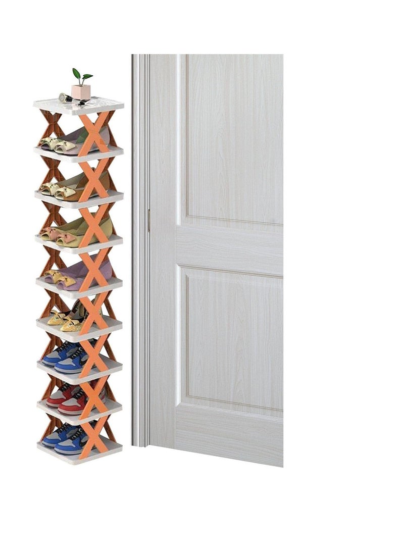 BAIG 9 Tier Folding Shoe Rack Door Organizer Plastic Narrow Shoe Cabinet Women Shoes Shelves for Home Entryway Sneaker Shoe Storage Box - Image 1