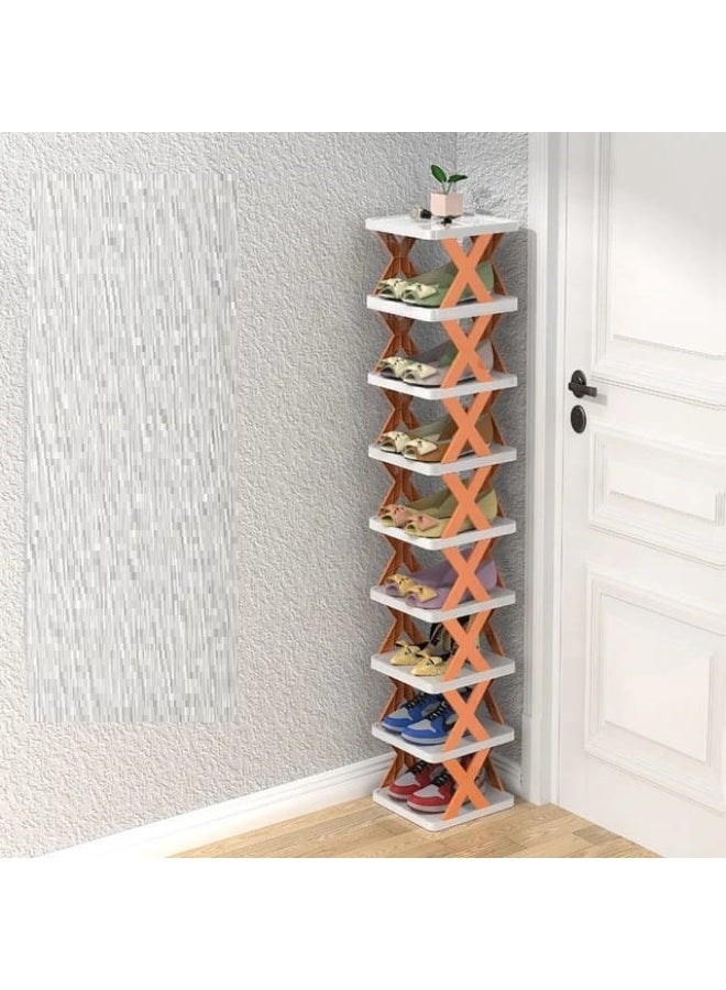 BAIG 9 Tier Folding Shoe Rack Door Organizer Plastic Narrow Shoe Cabinet Women Shoes Shelves for Home Entryway Sneaker Shoe Storage Box - Image 2