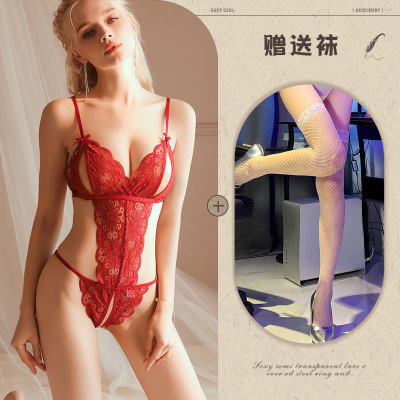 Women's Lace Hollow Jumpsuit Sleepwear with Comfortable Fit and Breathable Fabric