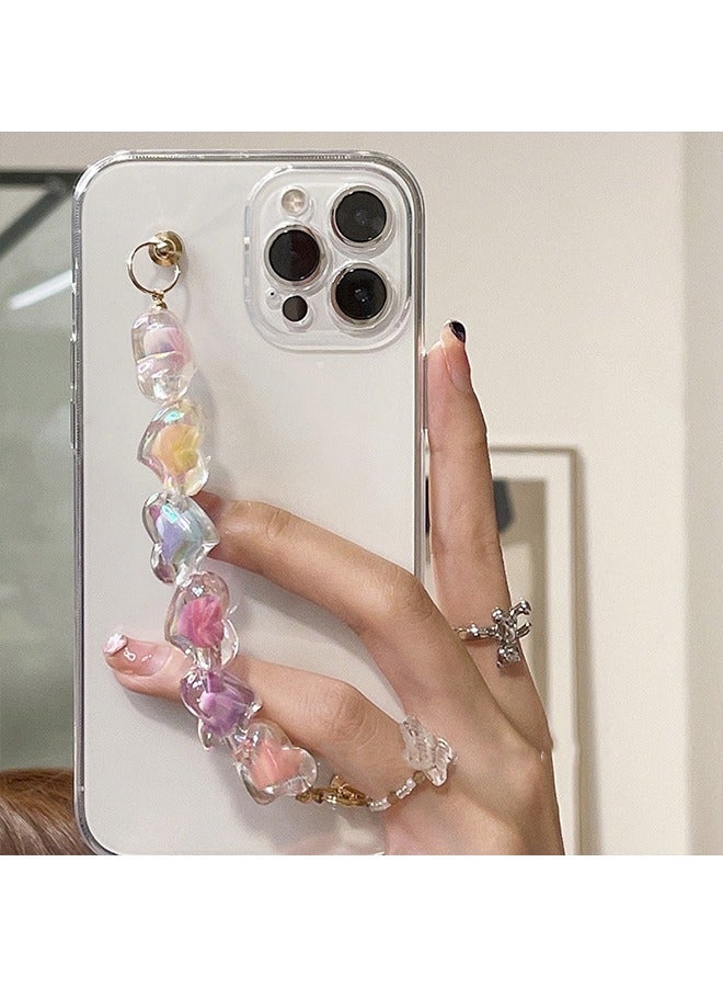 Compatible with iPhone 15 Pro Max Case,Transparent phone case with Lovely Colored candy heart shaped Chain Girls Women Case for iPhone 15 Pro Max - Image 4