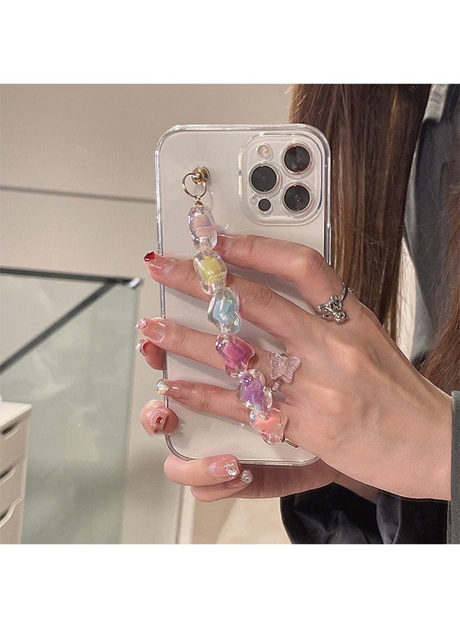 Compatible with iPhone 15 Pro Max Case,Transparent phone case with Lovely Colored candy heart shaped Chain Girls Women Case for iPhone 15 Pro Max - Image 1