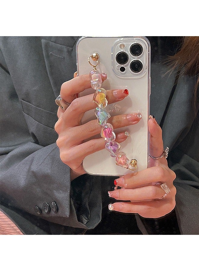 Compatible with iPhone 15 Pro Max Case,Transparent phone case with Lovely Colored candy heart shaped Chain Girls Women Case for iPhone 15 Pro Max - Image 3