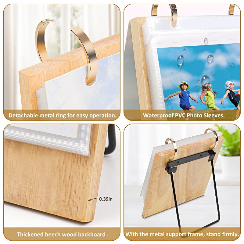 ZEEYUAN 4x6 Picture Frame Desktop Display 4x6 Desk Flip Photo Album on Stand 60 Pockets, Mother's Day Gift for Mom from Daughter Son Desk Photo Book Gifts for Mother Father Grandma - Image 4