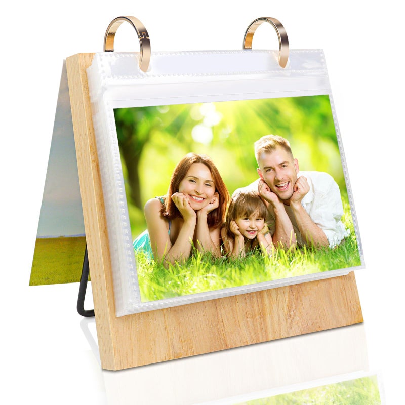 ZEEYUAN 4x6 Picture Frame Desktop Display 4x6 Desk Flip Photo Album on Stand 60 Pockets, Mother's Day Gift for Mom from Daughter Son Desk Photo Book Gifts for Mother Father Grandma - Image 1
