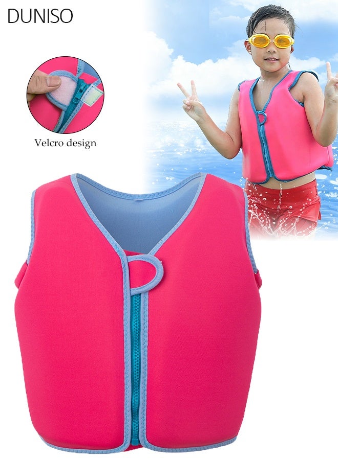 DUNISO Kids Swim Vest, Neoprene Floatation Jacket for Toddlers, Adjustable Buoyancy Life Jacket for 35-50 lbs Children, Pink L - Image 1