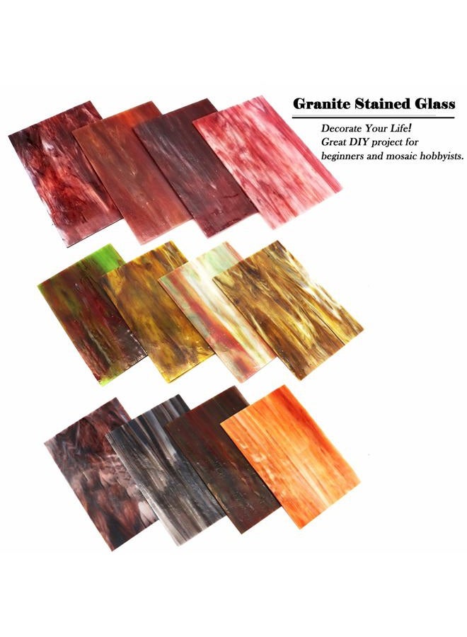 LITMIND 12 Pack Assorted Stained Glass Sheets, 4x6 Inch Glass Mosaic Tiles for Crafts, Artistic Stained Glass in a Variety of Granite Colors & Marble Textures (Smooth & Opaque) - Image 4