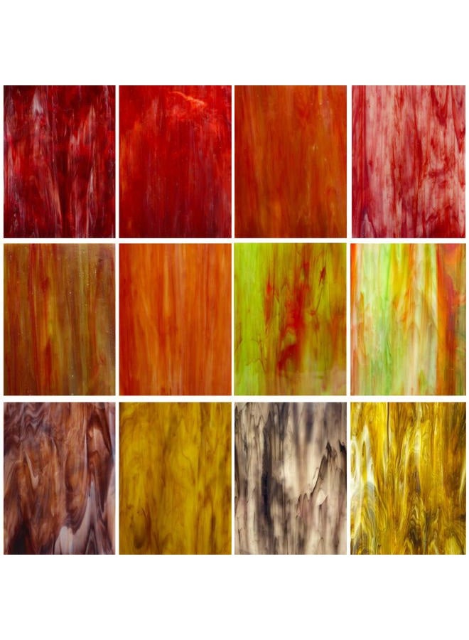 LITMIND 12 Pack Assorted Stained Glass Sheets, 4x6 Inch Glass Mosaic Tiles for Crafts, Artistic Stained Glass in a Variety of Granite Colors & Marble Textures (Smooth & Opaque) - Image 1