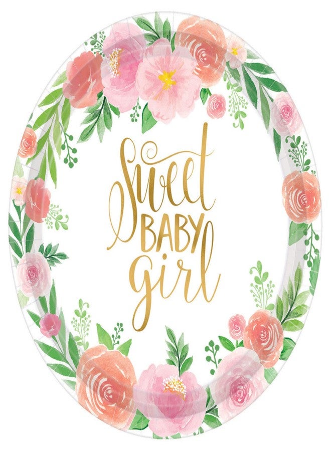 Amscan Sweet Baby Girl Floral Round Plates - 10.50" (Pack of 8) - Eco-Friendly and Durable Design - Perfect for Baby Showers & Birthdays