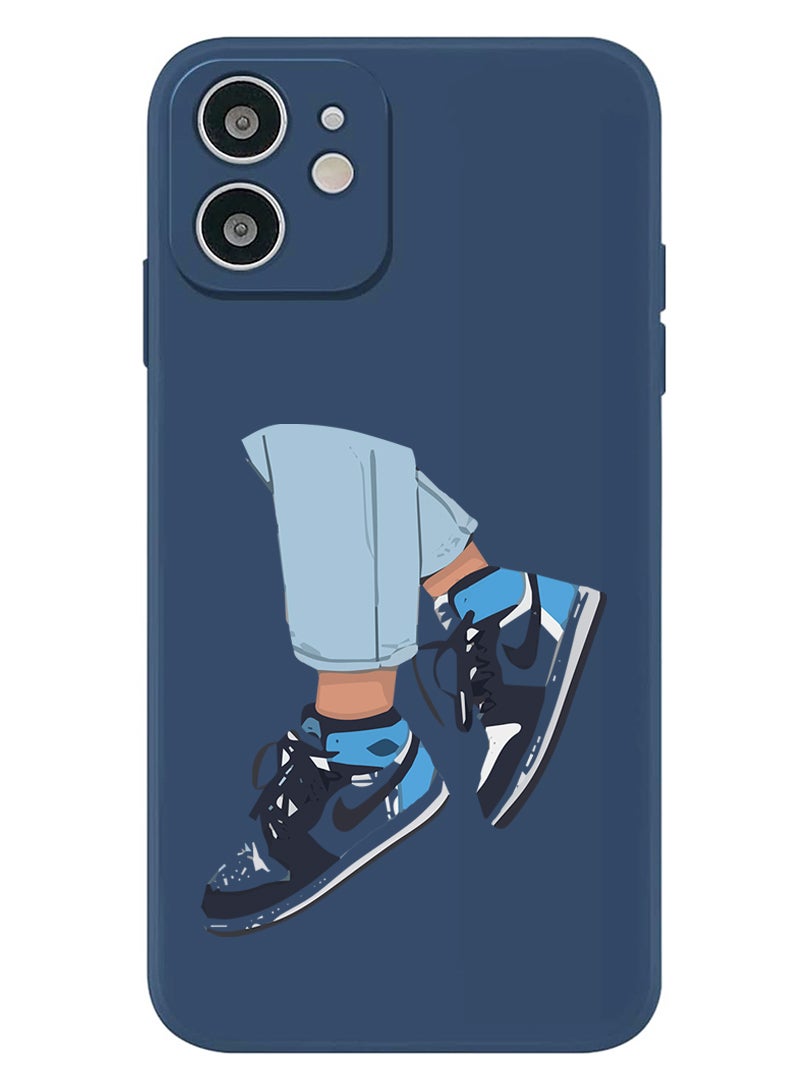 Theodor Protective Slim Fit Case Liquid Silicone Cover with Full Body Protection Anti-Scratch Shockproof Case For iPhone 12 Blue  - Sneakers - Image 1