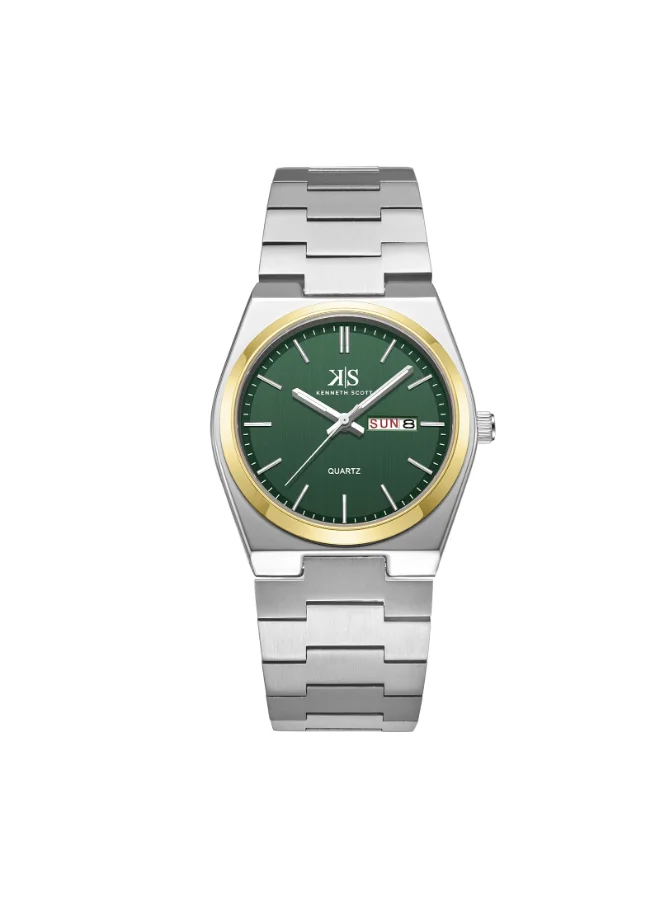 KENNETH SCOTT Men's Watch, Analog Display and Stainless Steel Strap - K24011-TBSH, Silver